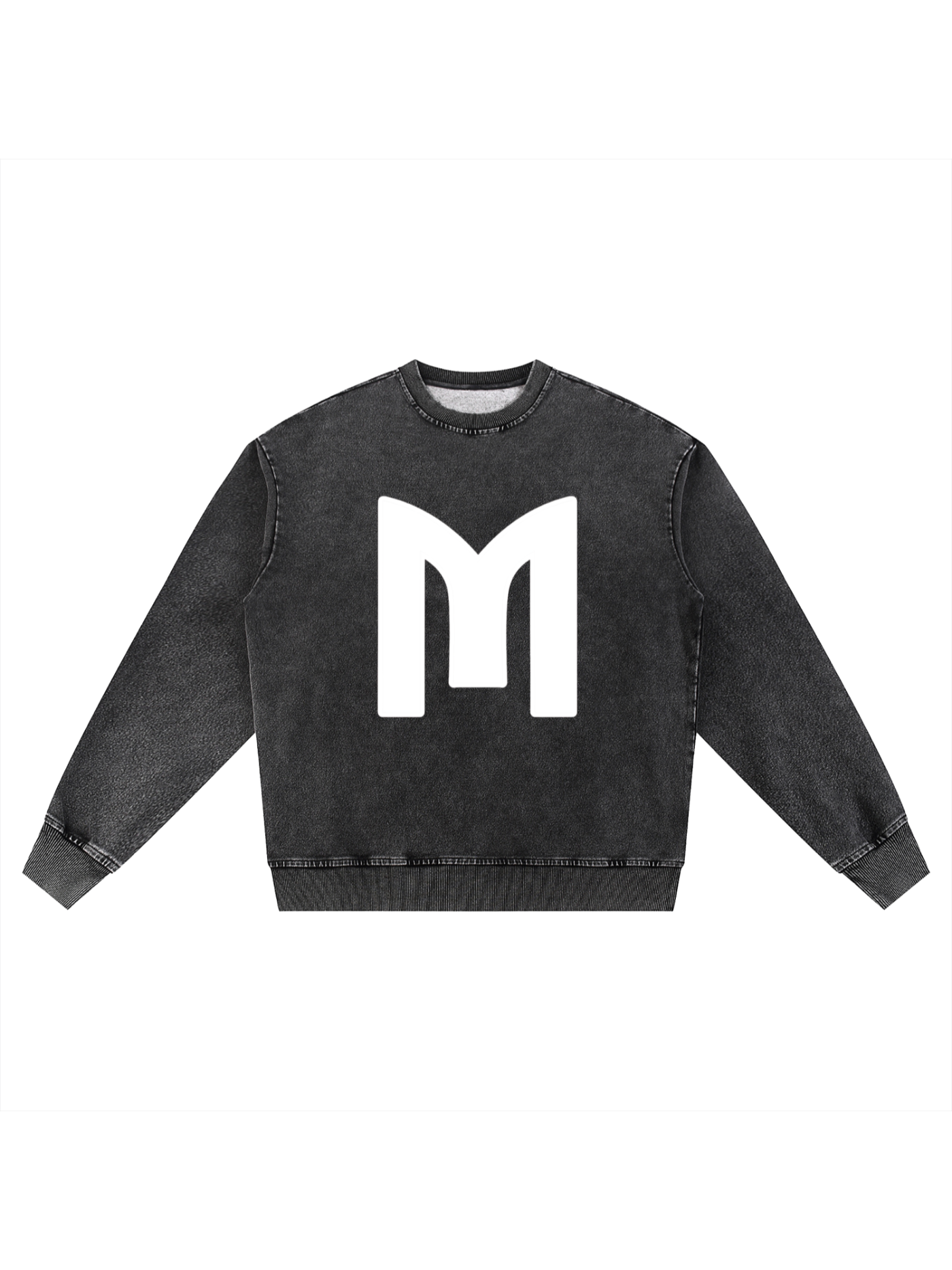 Monarch Snow Wash Crewneck — M Mark — Black — Front