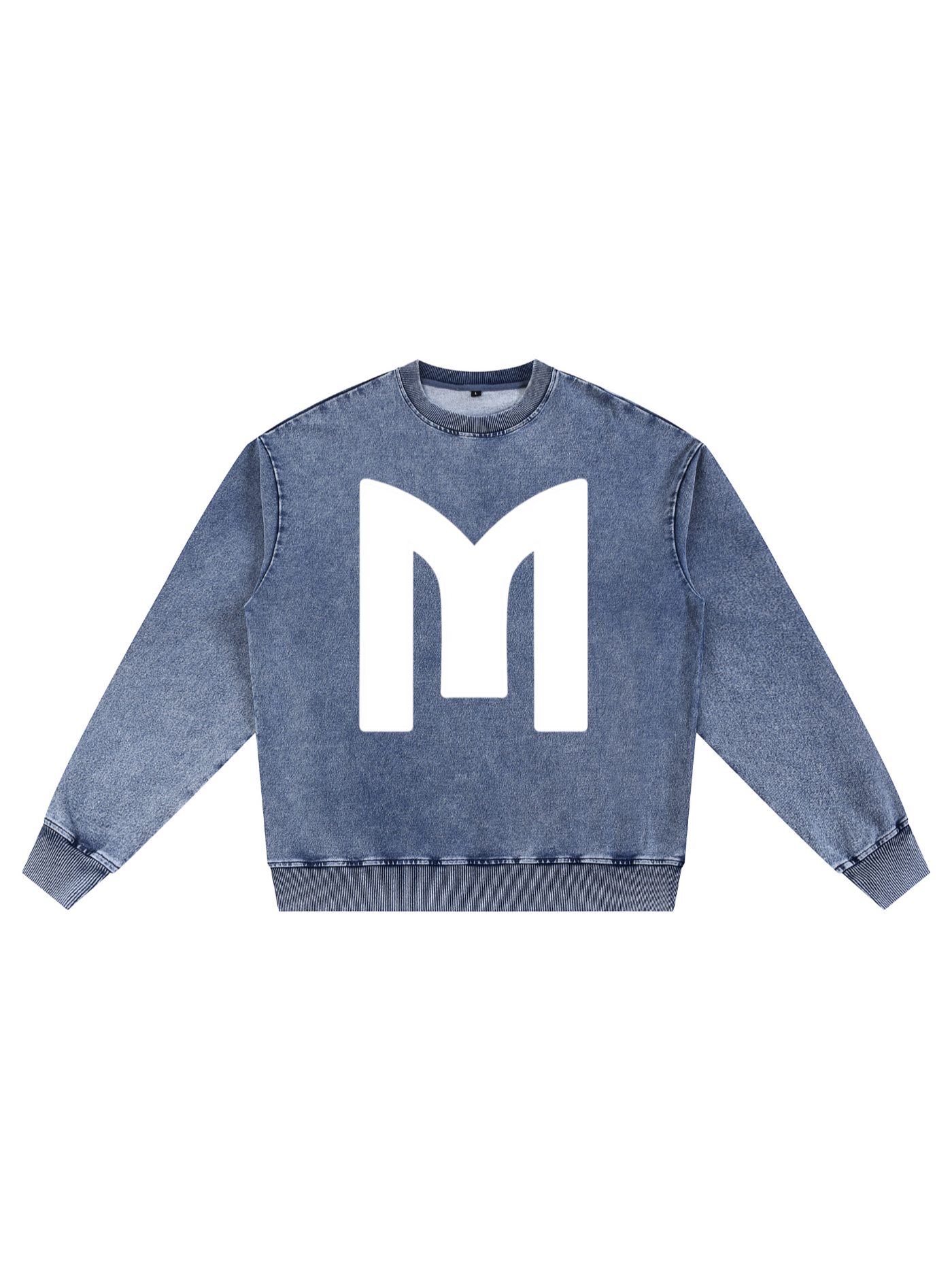 Monarch Snow Wash Crewneck — M Mark — Light Blue — Front
